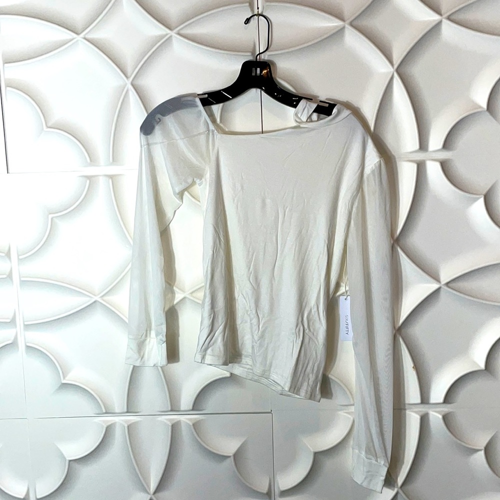 NWT Six fifty white cut out long sleeve top S ccc